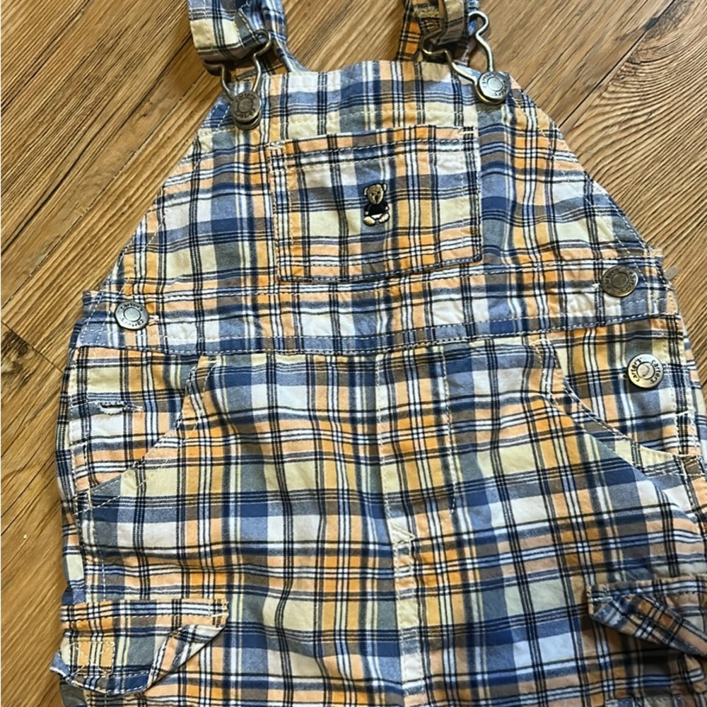 Carter's Blue and Orange Plaid Overalls